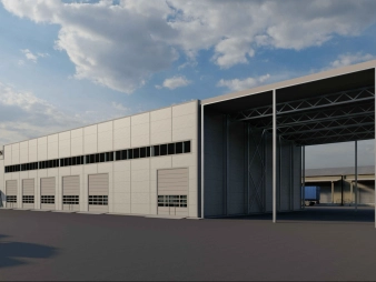 СТО с АБК с навесом  из сэндвич-панелей