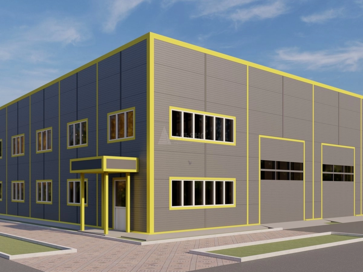 3D визуализация СТО с АБК из сэндвич-панелей - фото 3