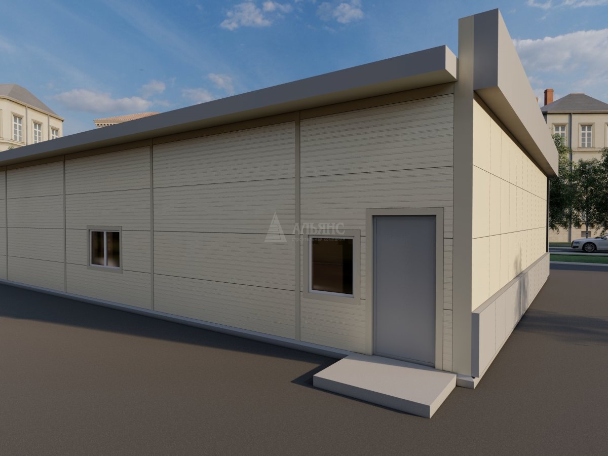 3D визуализация Торговый павильон из сэндвич-панелей - фото 2